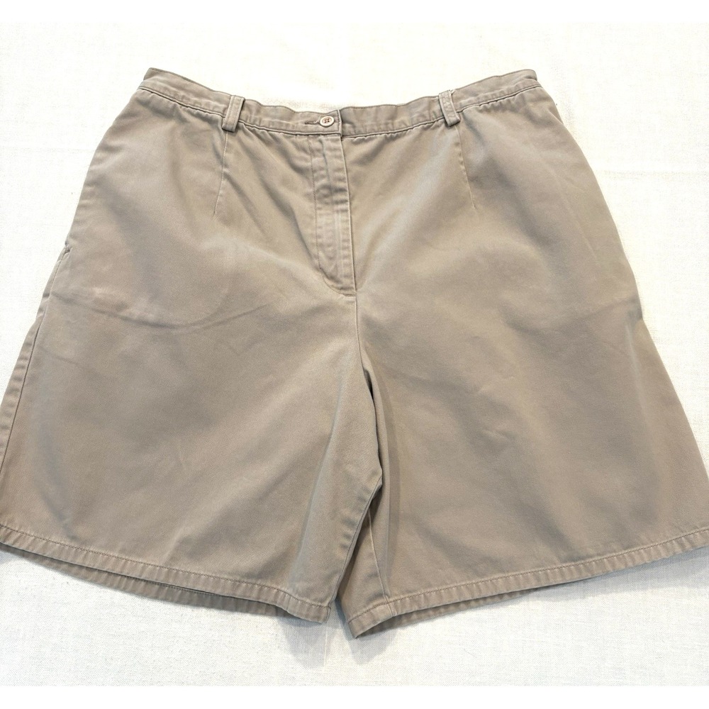 Pendleton Shorts Women Size 16 Dark Khaki Bermuda‎ 100% Cotton Comfort Classic